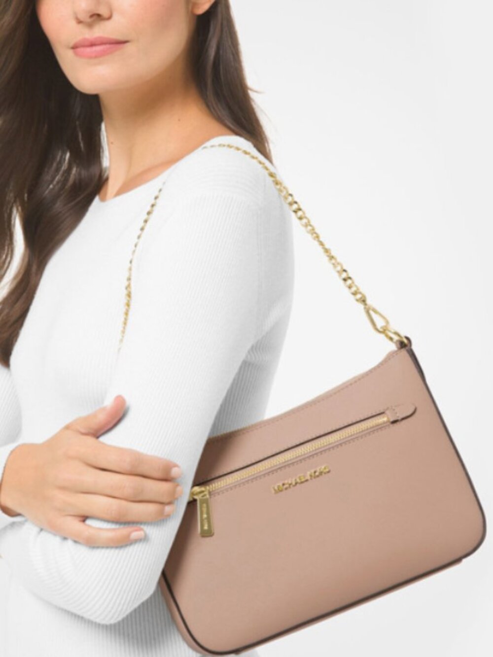 Michael Kors Jet Set Bag Saffiano Leather Crossbody & Shoulder Bag Chain BUFF - Picture 15 of 16